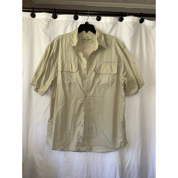 North River Outfitters Shirt Men's Large Tan Fishing Button Down Short Sleeve - Picture 2 of 4
